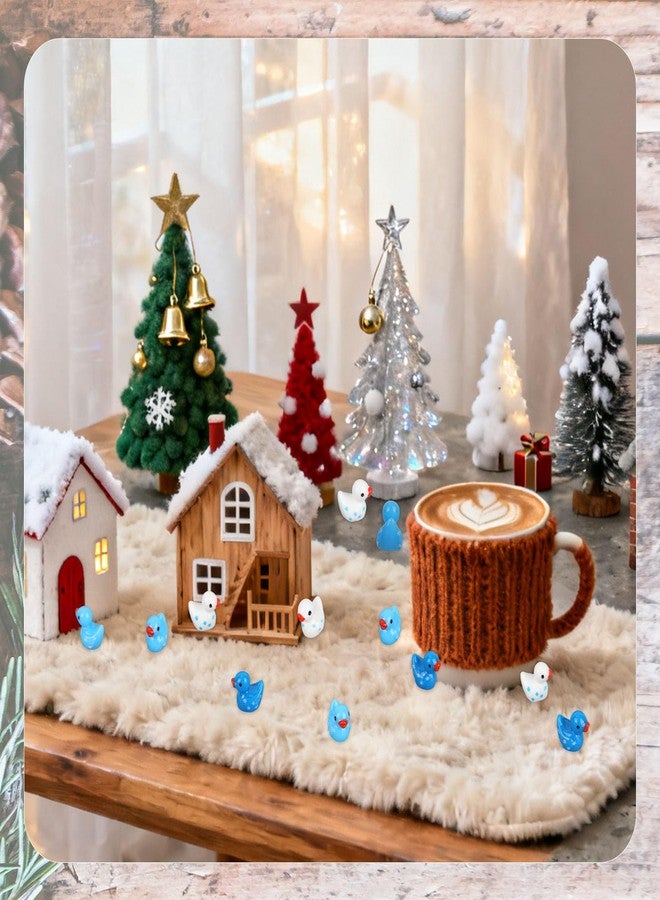 Sinbana 120pcs Winter Mini Snowflake Resin Ducks, Cute Small Tiny Winter Christmas Resin Miniatures for Fairy Garden Landscape Dollhouse Accessories & Party Favors - Image 5